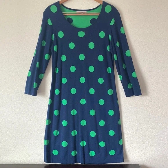 Banana Republic | Dresses | Banana Republic Women Greennavy Polkadot Long  Sleeve Light Sweater Dress Size M | Poshmark